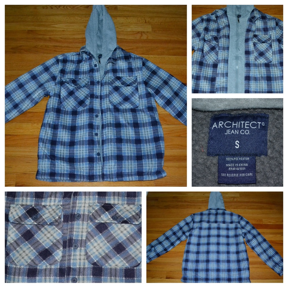 Men’s Architect Jean Co. plaid sweatshirt jacket, size small - NWOT